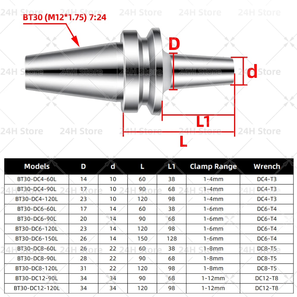 Precyzyjny, szybki uchwyt narzędziowy BT30 BT40 DC4 DC6 DC8 DC12, wrzeciono BT, uchwyt narzędziowy z mechanizmem odciągania DC, centrum obróbcze CNC — zdjęcie 6