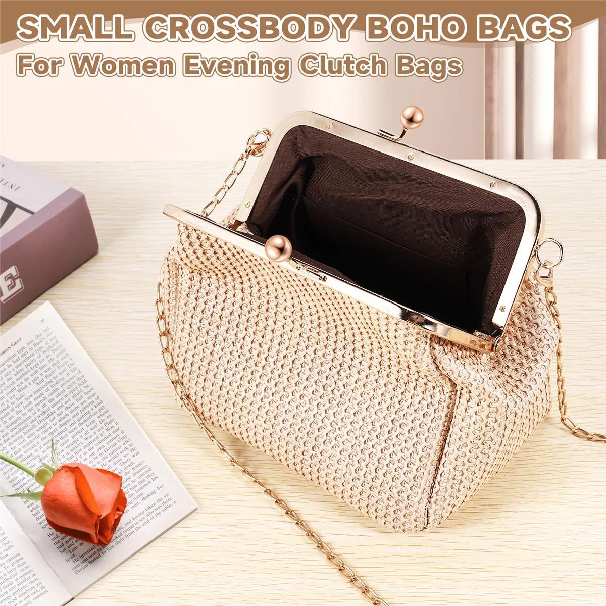 

L67A Pro Маленькие сумки через плечо в стиле бохо для женщин Вечерние клатчи Женская сумка с застежкой Женская соломенная пляжная женская сумка из ротанга Messenger B
