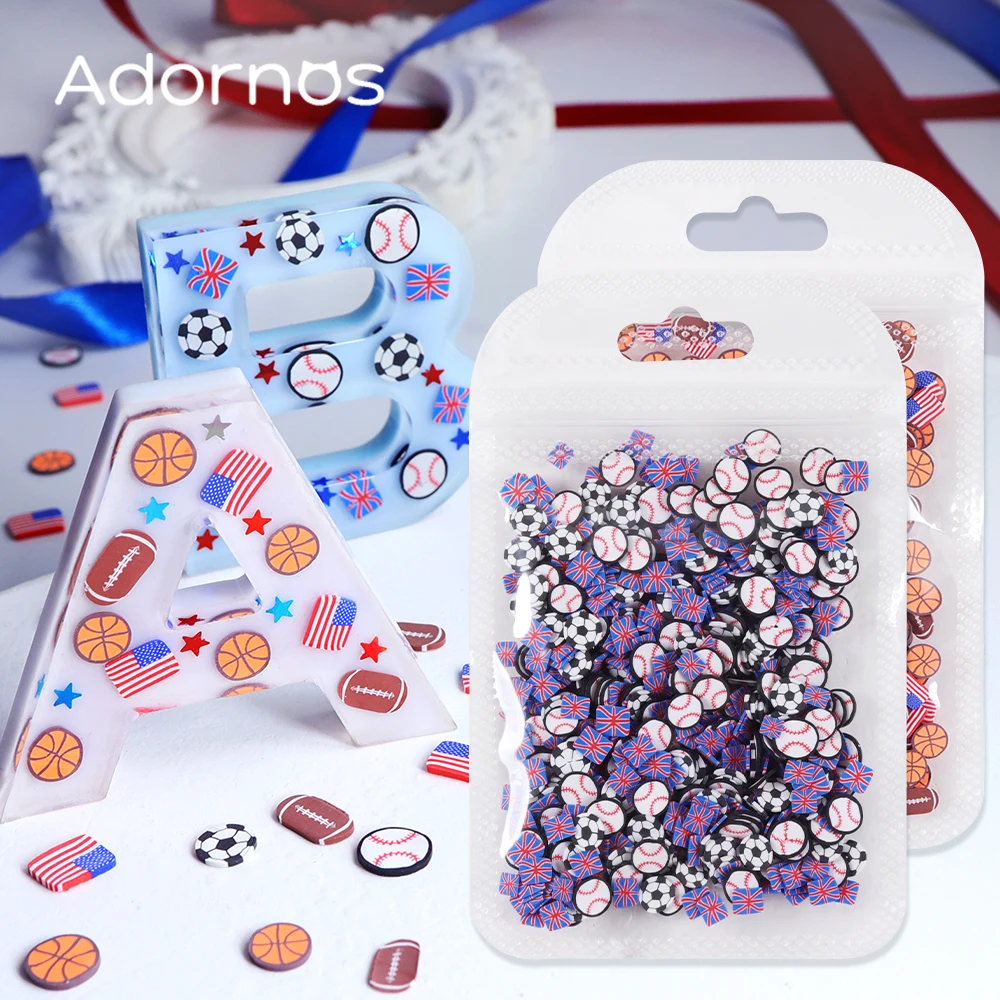 10g/bag Sport Ball Soft Clay Slice Epoxy Resin Mold Filling Baseball Soccer Basketball Rugby Design DIY Jewelry Casting Supplies
