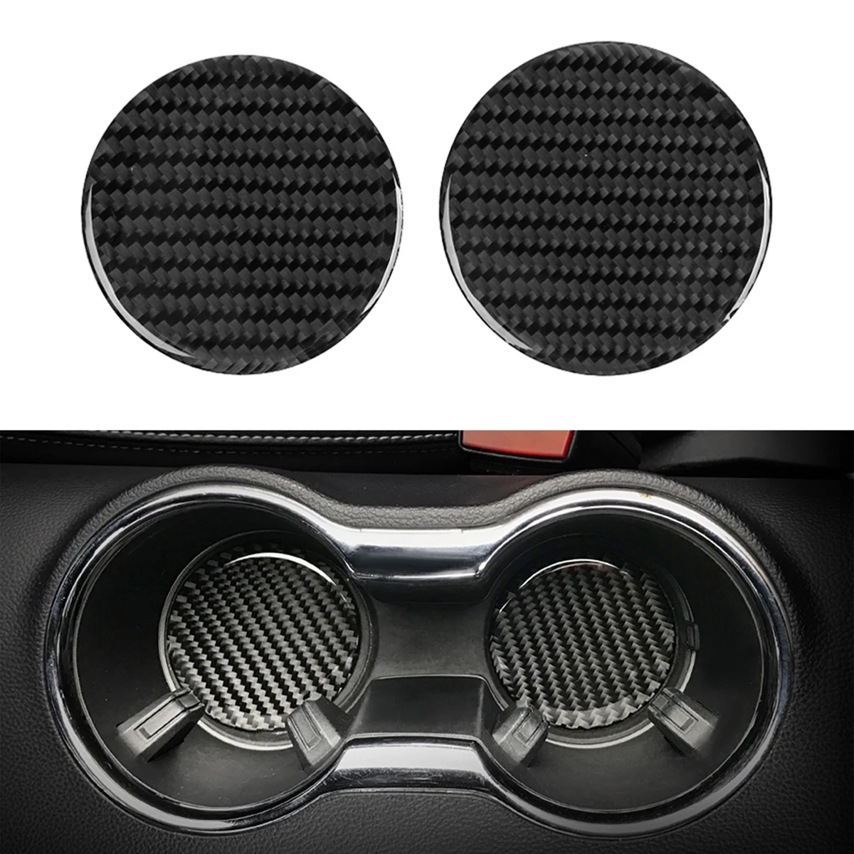 

Car Center Console Cup Drinks Holder Coaster Front Armrest Cover Trim Protector for Ford Mustang 2015-2023 Interior Accessories