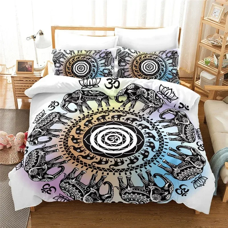 

Indian Elephant Bedroom Bedding Set Housse De Couette Mandala Boho Home Textile Duvet Cover with Pillowcovers Beds Set Covers