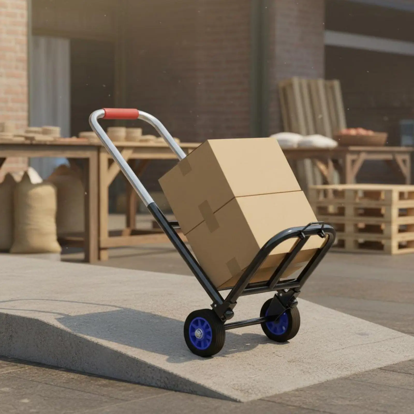 Foldable Utility Cart with Wheels Portable Hand Truck Heavy Duty Iron Frame Step Climbing Rubber Trolley for Luggage Moving