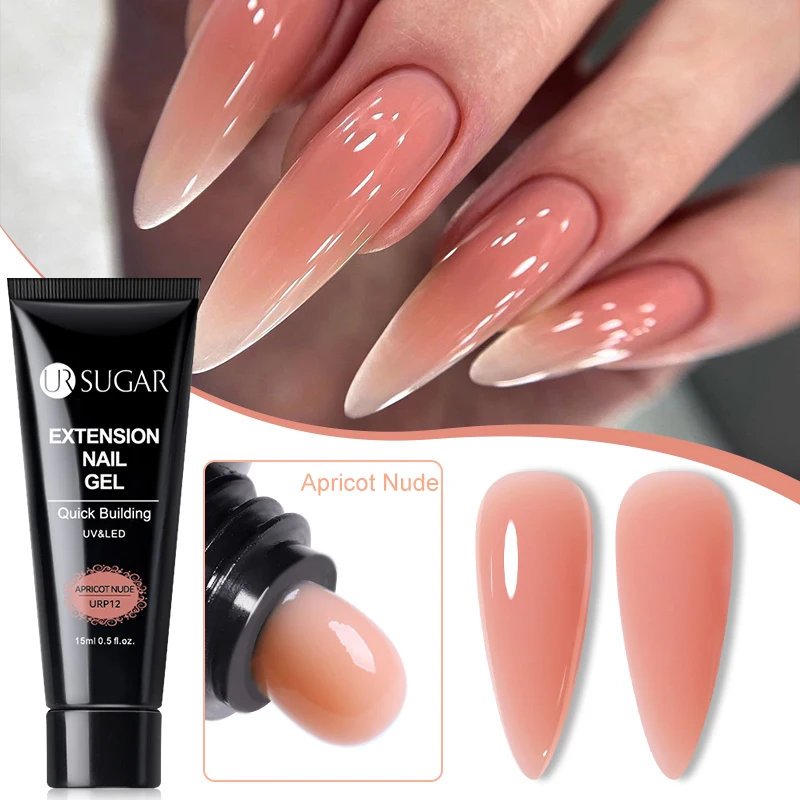 UR SUGAR 15ml Extension Nail Gel Polish Camouflage Nude Pink Semi Permanent UV Hard Gel Nails Finger Prolong Acrylic Varnish