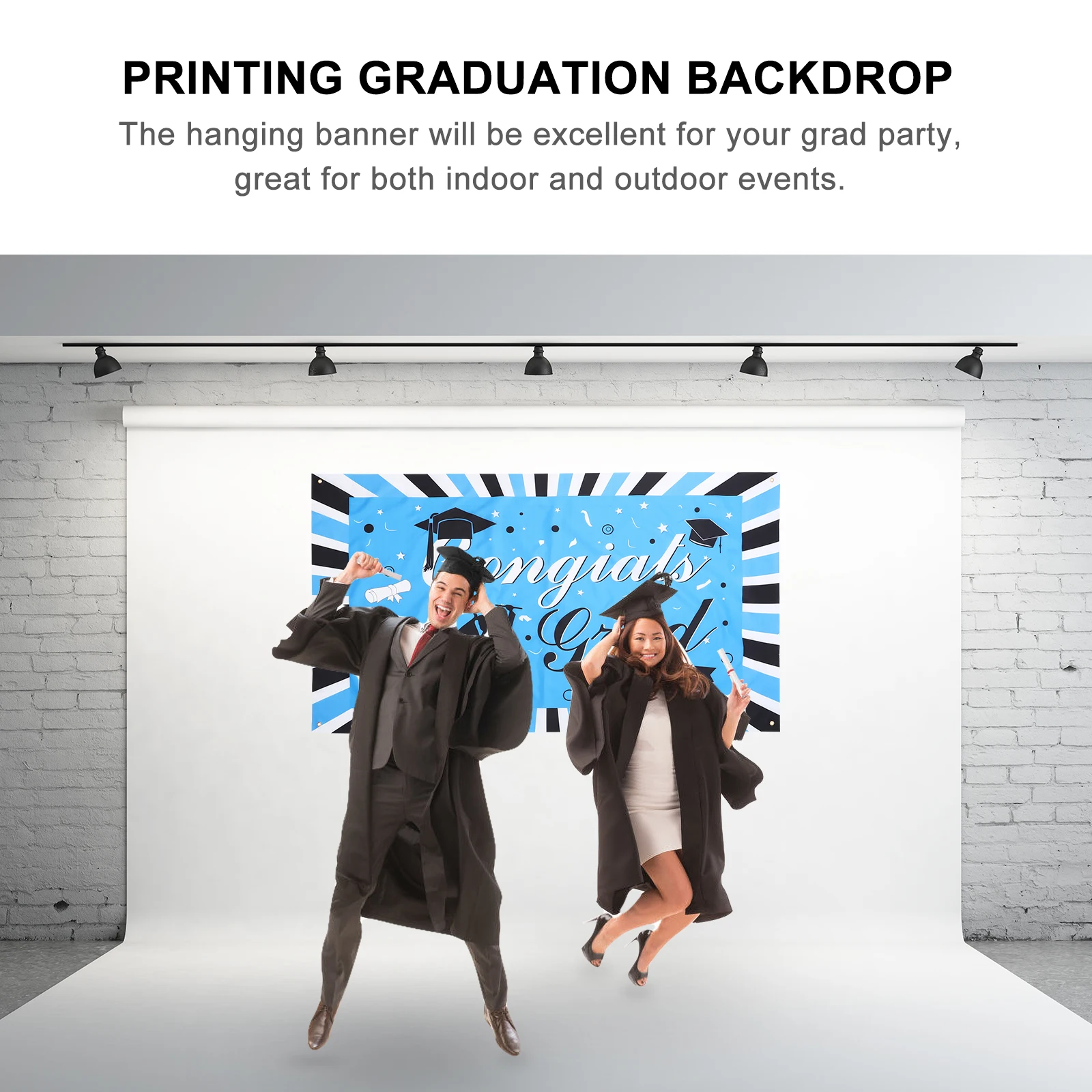 

Graduation Party Backdrop Banner Decorations University College Polyester Fabric Curtains Lightweight Portable Size Fits
