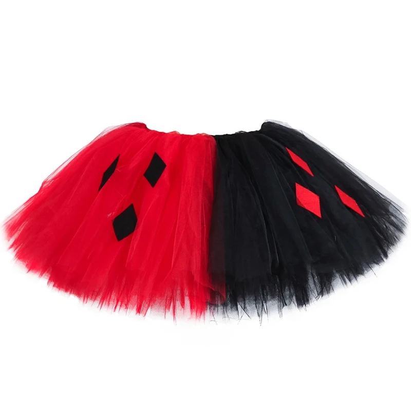 Black & Red Joker Harleen Tutu Skirt for Girls Suicide Monster Halloween Costume Fluffy Toddler Baby Tutu Kids Tulle Skirt 0-14Y