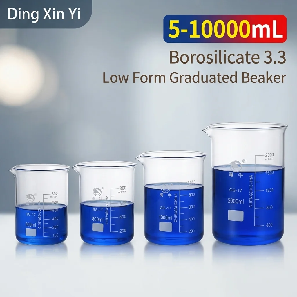 DXY Lab Low Form Glass Beaker 5-10000mL Borosilicate 3.3 Chemistry Laboratory Graduated Measuring Cup with Spout for School