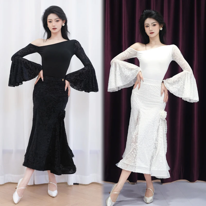 

Одежда для современного танца в стиле вальс для женщин, одежда для тренировок по бальным танцам, одежда для взрослых, одежда для соревнований по танго, сальсе, латинским танцам, SL14991