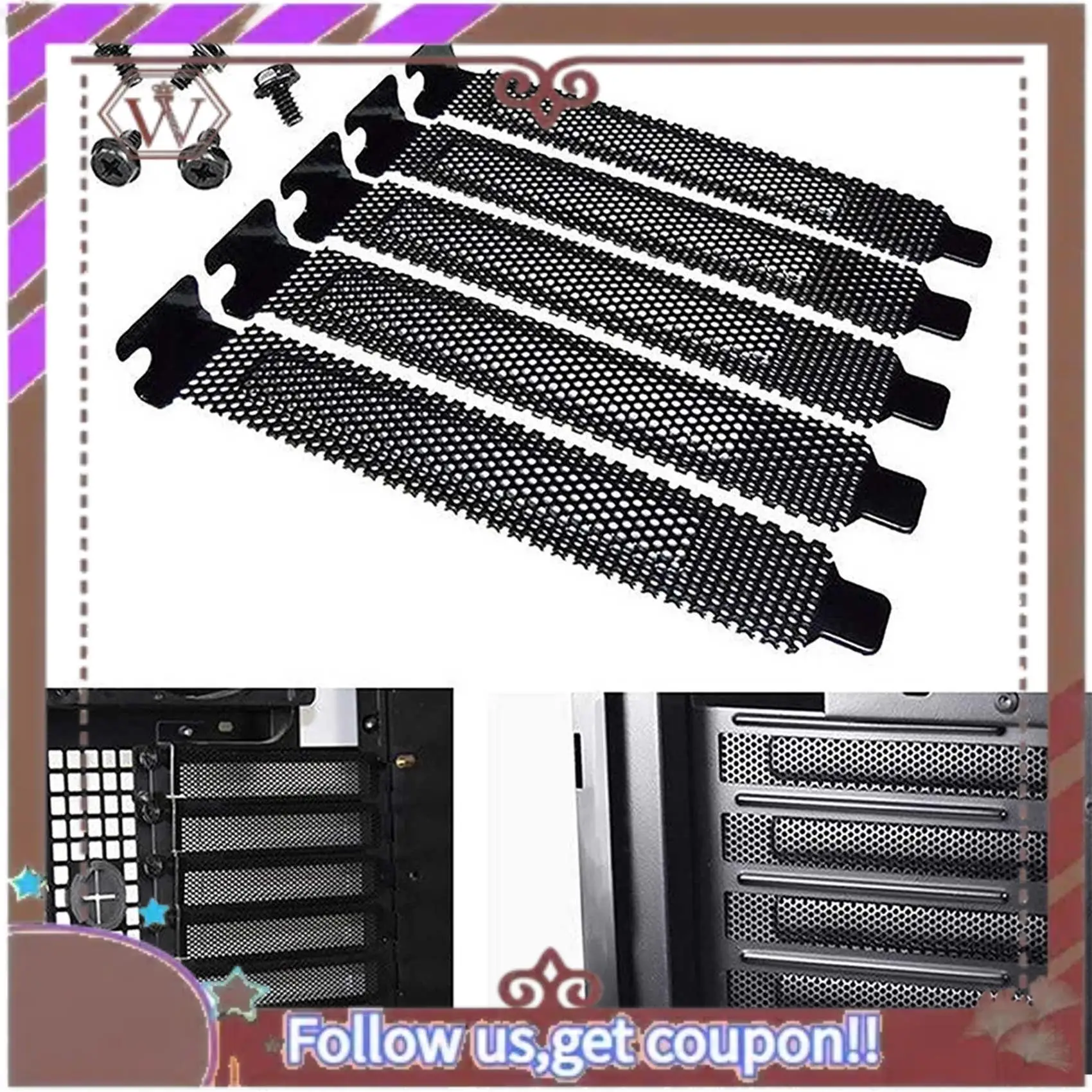 Latest 40 Pieces PCI Slot Cover Hard Steel Dust Filter Blanking Plate, Vented Slot Covers For Computer Cases With 40 Screws