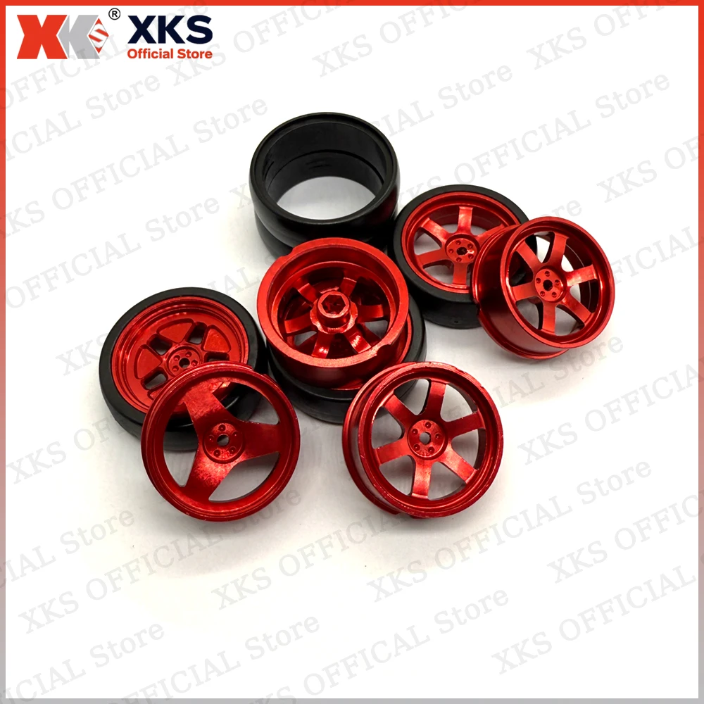 XKS 1/18 RC auto Pneumatici in metallo per LD1801 LD1802 LD1803 LD1804 LD1899 Aggiornamento pneumatici in metallo 33mm RC Car Upgrade Par