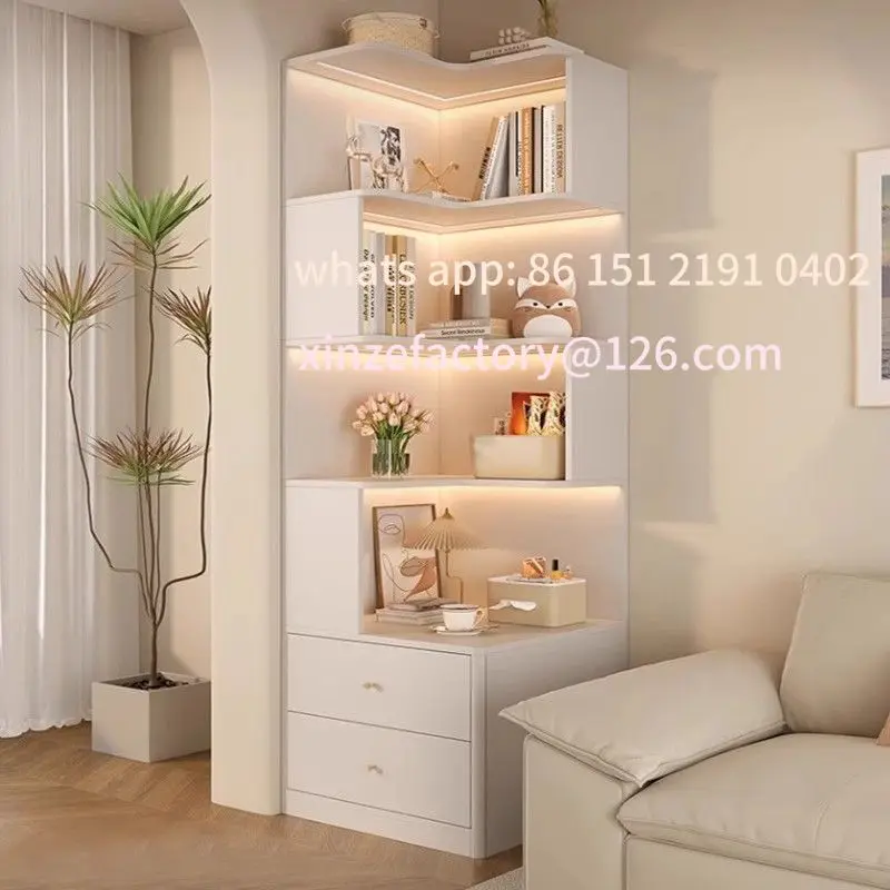 

Customizable solid wood cabinet rack against the wall triangular bookshelf living corner 90 degree corner cabinet