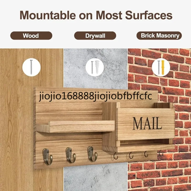Suitable for Wooden entrance channel key storage rack household hook hanger household wall-mounted shelf storage rack