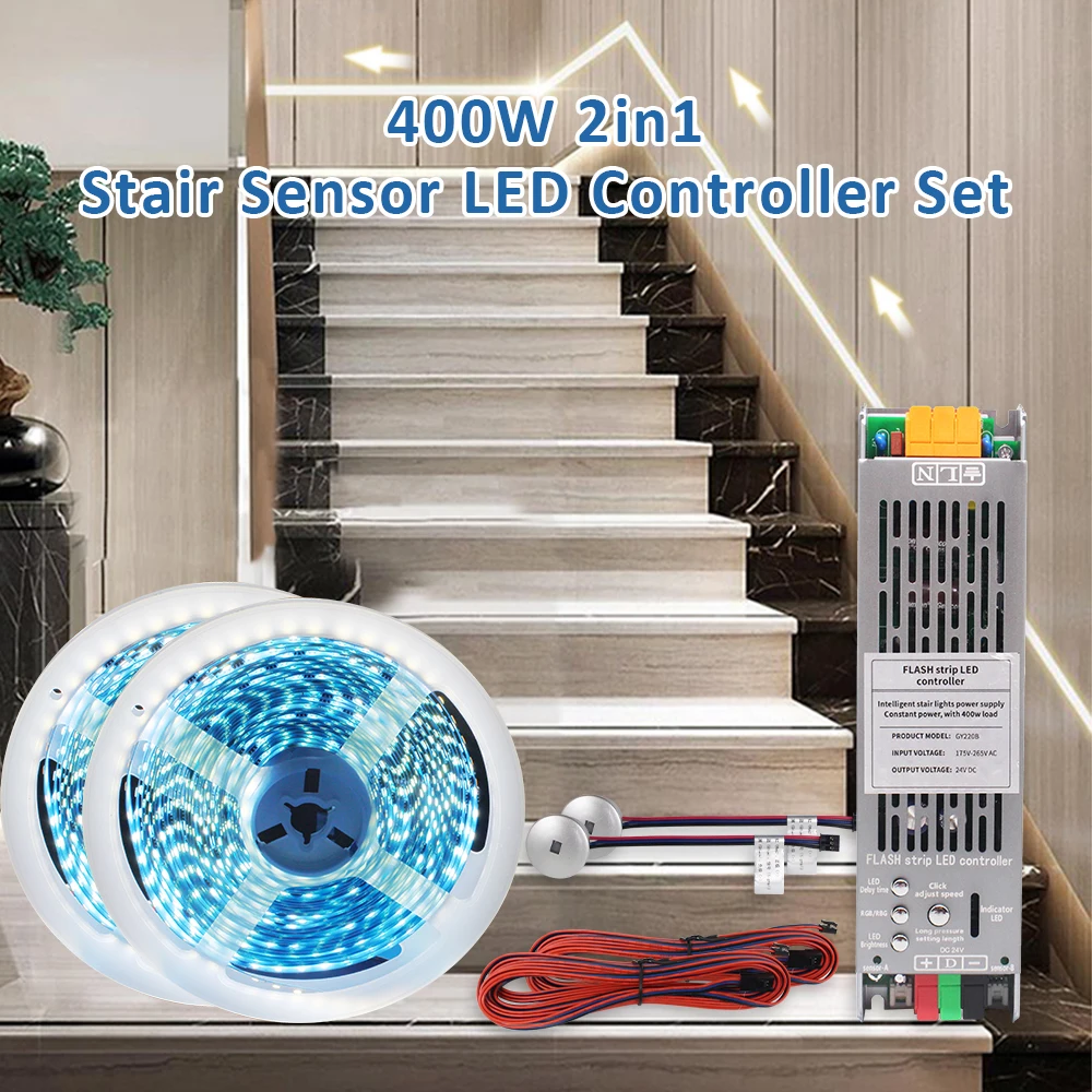 

24V Horse Race Running Water Flowing Strip Lights LED Stair Controller with PIR Motion Sensor WS2811 Pixel Linear Lighting