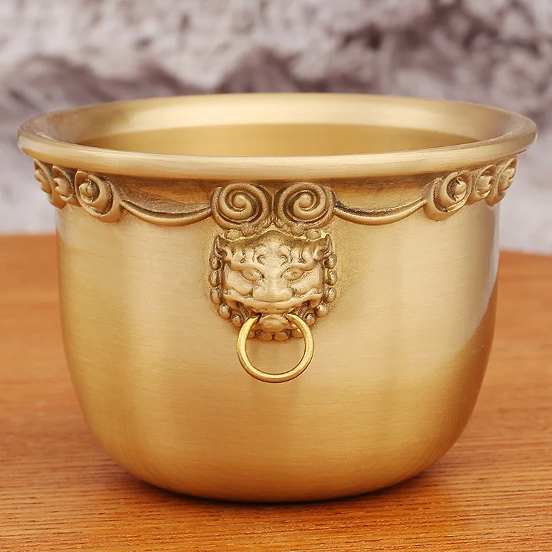 Brass Lion Head Treasure Bowl with 