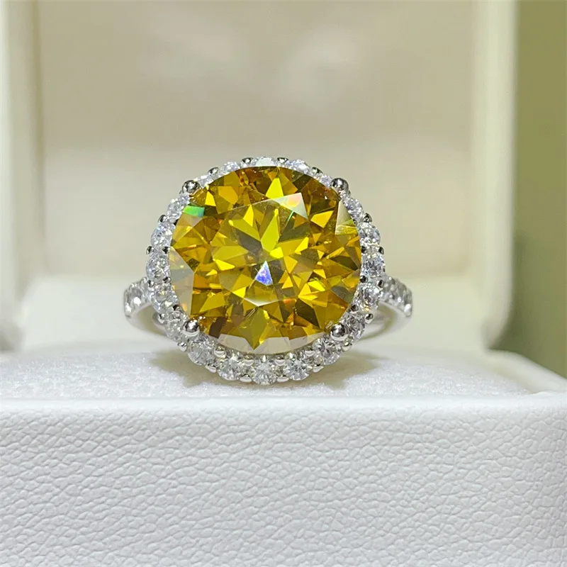

Очаровательное огромное кольцо с желтым муассанитом и бриллиантом 10 карат, стерлинговое серебро 925 пробы, вечерние обручальные кольца для женщин, свадебные обручальные украшения