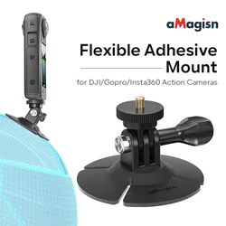 aMagisn Flexible Adhesive Mount Motorcycle Helmet Base Accessory for Insta360 X4 X3 Ace AcePro DJI Action 4 3 GoPro 13 12 11 10