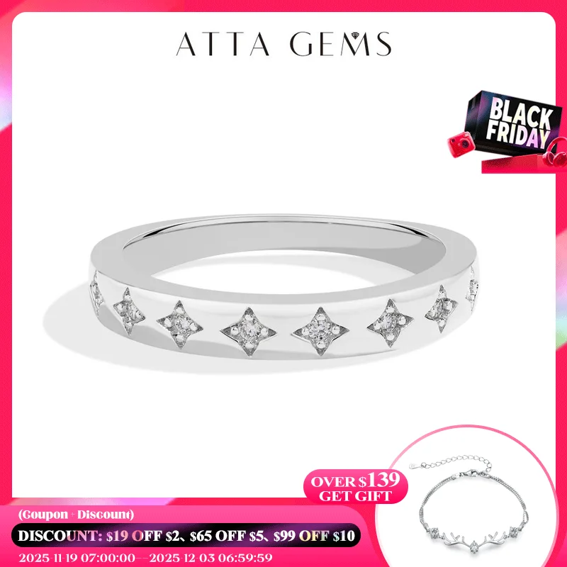 

Кольца ATTAGEMS Lab с муассанитом и бриллиантами для женщин, обручальное кольцо со звездами, серебро 925 пробы, белое золото 18 карат, обручальные ювелирные изделия, дропшиппинг