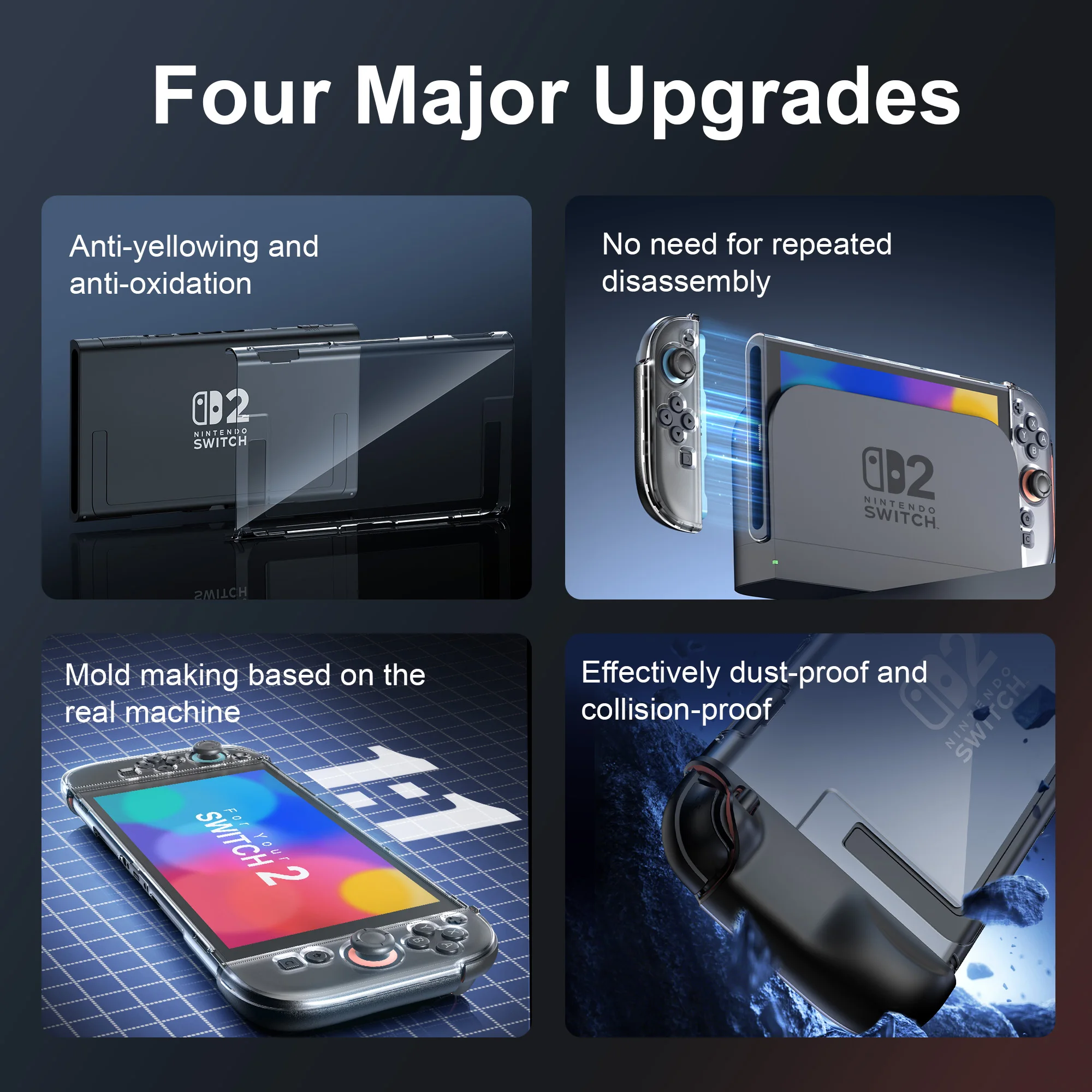 Прозрачный разделенный защитный чехол для NS Switch 2, чехол для контроллера Joyco, полная защита для Switch 2, аксессуары