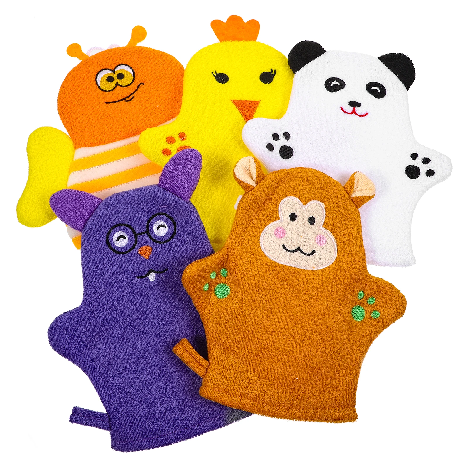 

5pcs Baby Bath Mitt Cotton Washcloth Kids Shower Gloves Fruit Shape Newborn Toddler Soft Body Exfoliating Infant Supplies