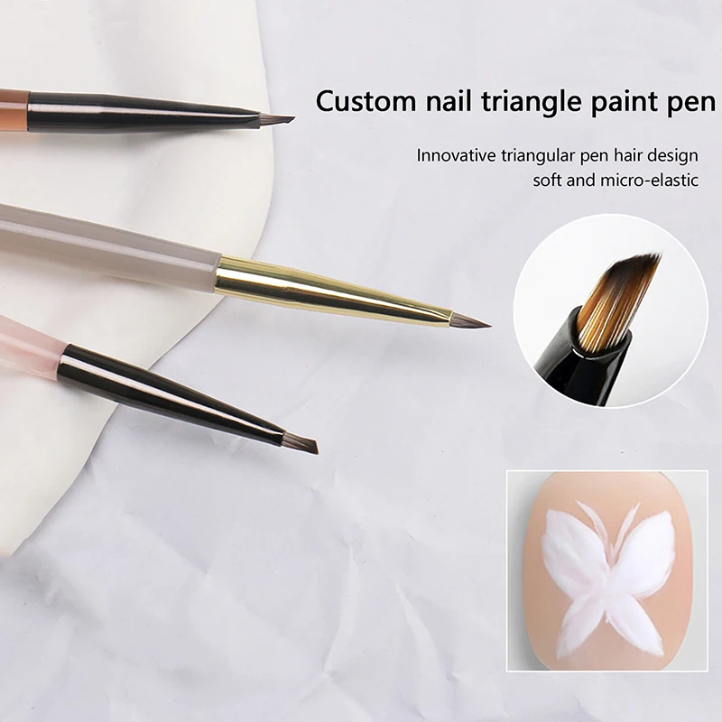 1Pcs Triangular Painting Brush Nails Art Brush French Lines Stripes Grid Flower Butterfly Triangle Painting Pen Manicure Tools