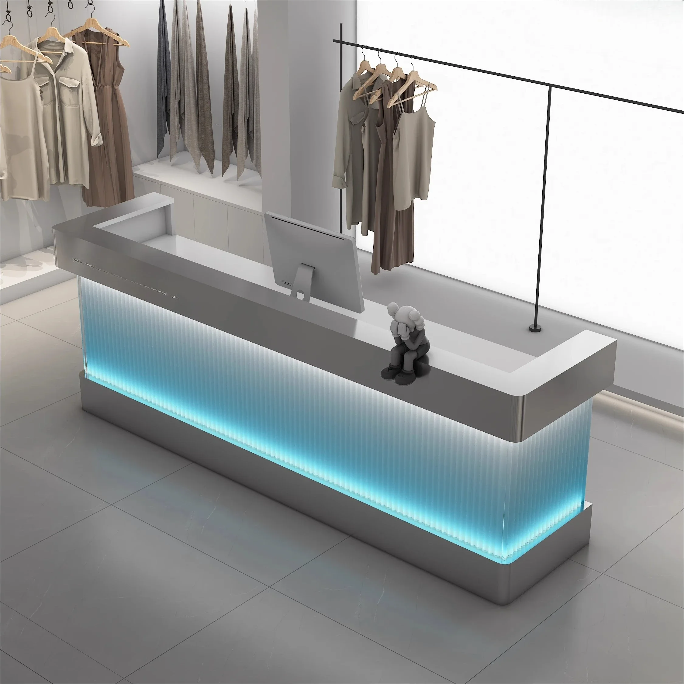 Front desk Stainless steel women's clothing store checkout page Acrylic light luxury High Quality