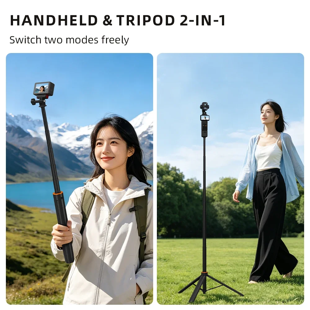 Flymile Ein-Klick-Aufklapp-Stativ für DJI Pocket 4/4P/3/Insta360 X6/Gopro Kamera, 1,6 m verstellbarer Selfie-Stick für Vlgo-Video. – Detail 4