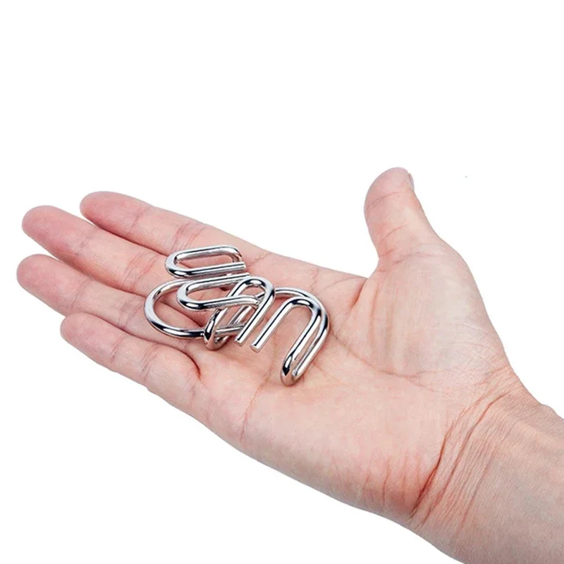 8PCS Intelligent Metal Brain Unlocking Ring Buckle Montessori Wire linked Puzzle Set Teaser IQ Game Casse Tete Toy for Kid Adult