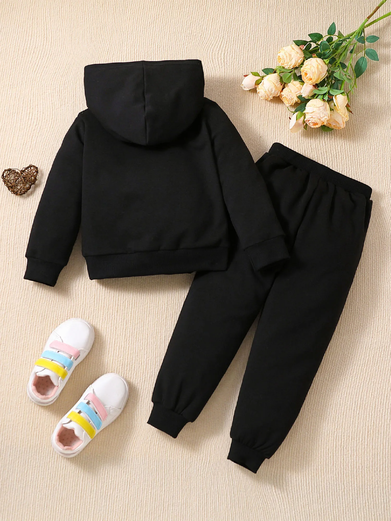 2Pcs Kids Girls Fashion Letter A Sports Set Tracksuit Long Sleeve Hoodie Hooded Sweatshirt+Sweatpants Fitness Sportswear Sets - Image 4