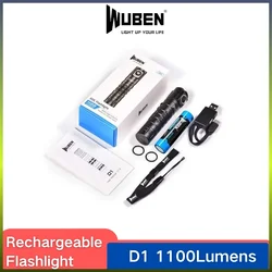 WUBEN D1 LED Flashlight 1100Lumens USB Rechargeable 18650 Battery Flashlight With Power Bank Troch Light For Fishing Camping