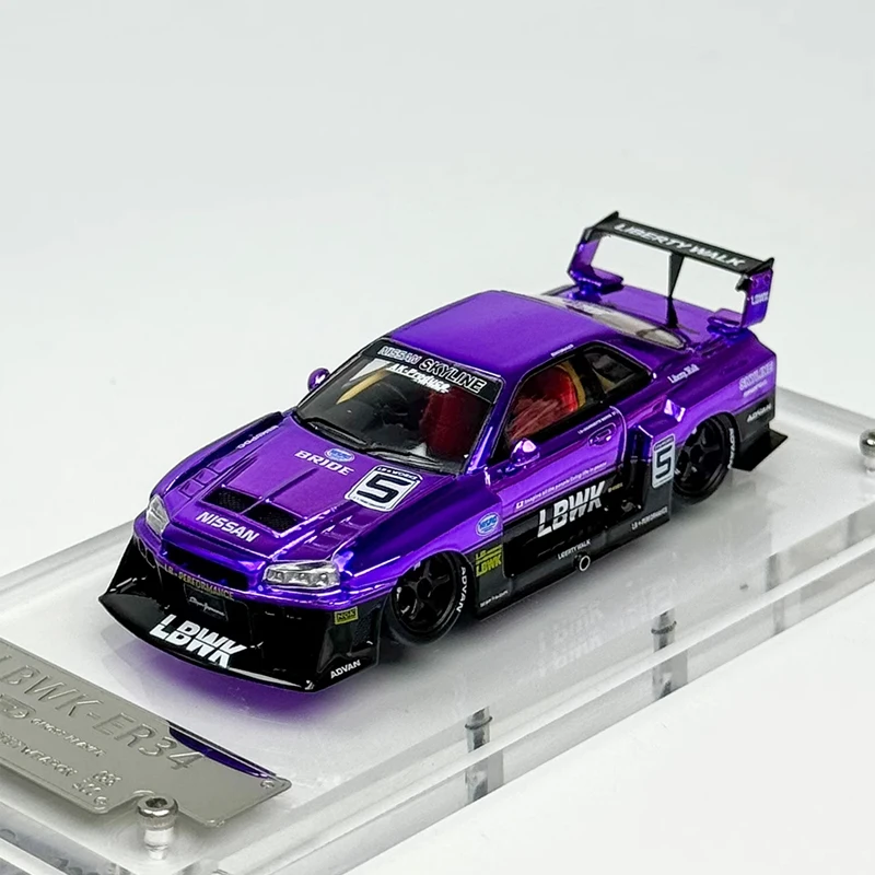 1/64 Skyline Gtr Er34 Lbwk Alloy Purple Plating Toys Car Model Metal Diecasts Toy Vehicles Authentic Exquisite Interior Gift