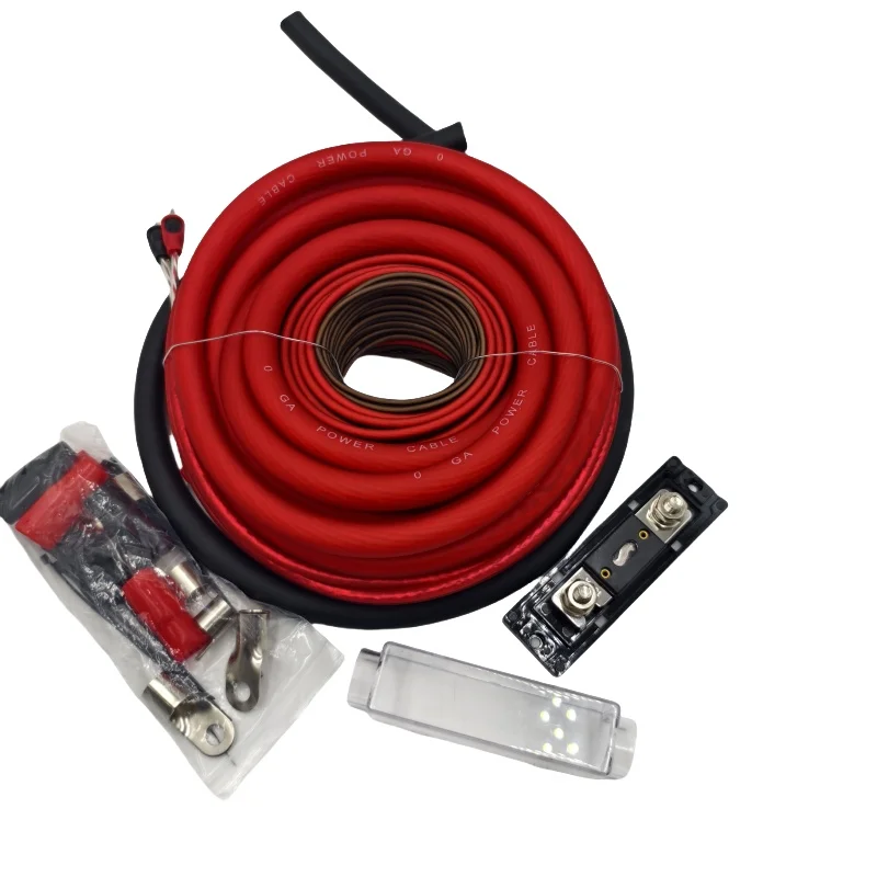 Car Audio 0GA Red Car Copper Clad Aluminum Amplifier Wiring Kit 0Gauge Amp Kit