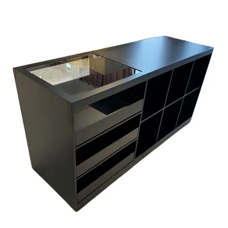 Solid wood checkout page display bar glass locker side cabinet