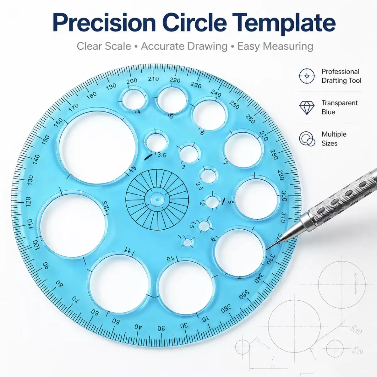 Multifunctional Circular Drawing Ruler Student Geometry Function Protractor Measuring Tool