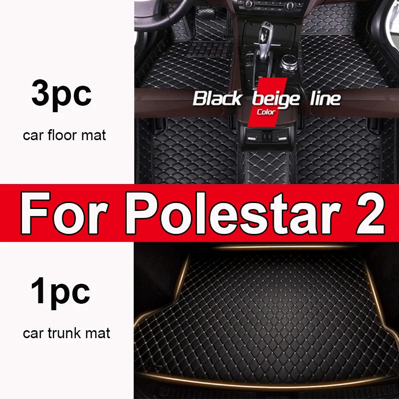 Custom Automotive Car Floor Mats For Polestar 2 2020 2021 2022 Auto Luxury Leather Men Women Car Mats Full Coverage