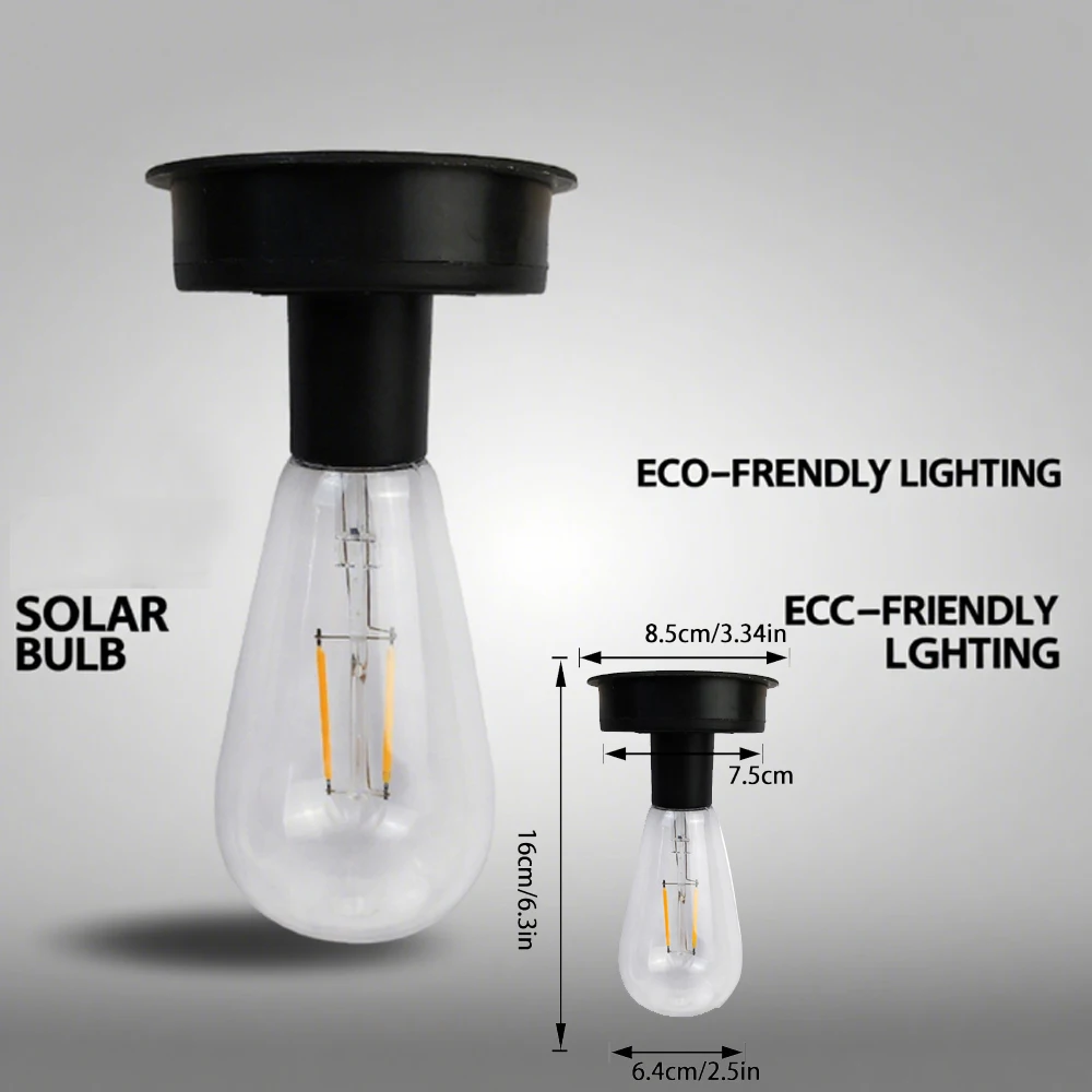 2PCS Solar Lamp Base with LED Bulb LED Lamp Holder IP44 Waterproof Atmosphere Decorate Light Holder for Outdoor Camping