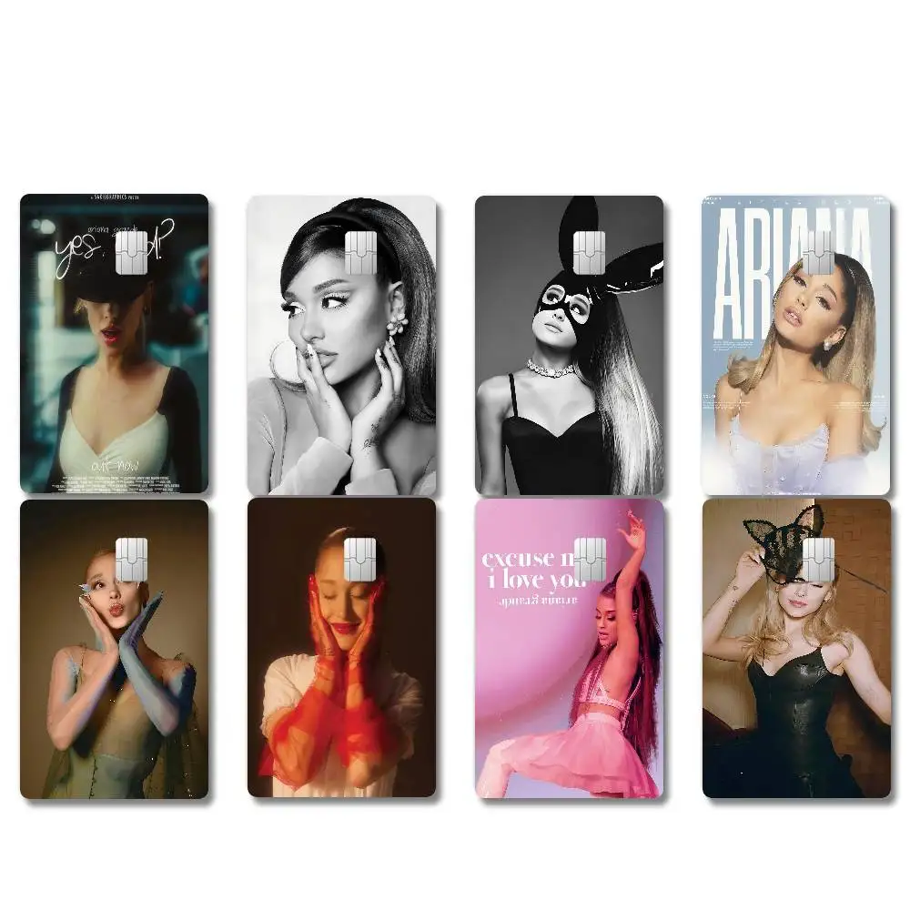 A-Ariana Hot Singer Grande Anmie 4 Stück 1 Set Aufkleber-Folienhülle für Kreditkarte, Debitkarte, Bankkarte, Vorderseite
