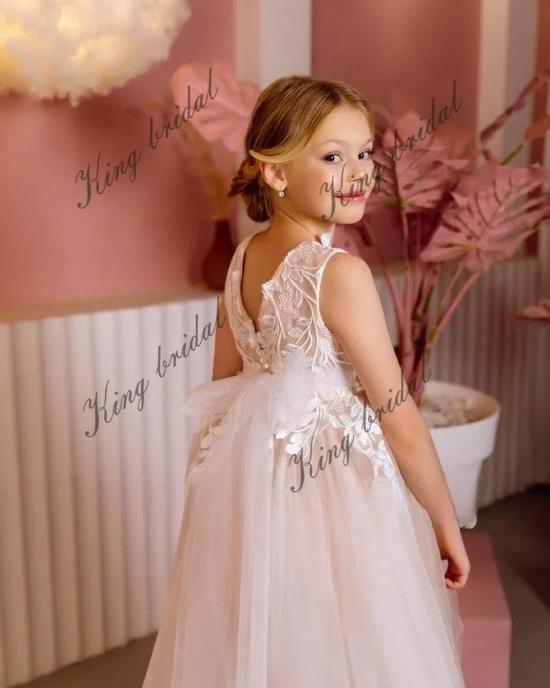 First Communion Flower Girl Dress Pageant Dress for Girls Lace Tulle Wedding Dresses Holy Communion Special Occasion Toddler