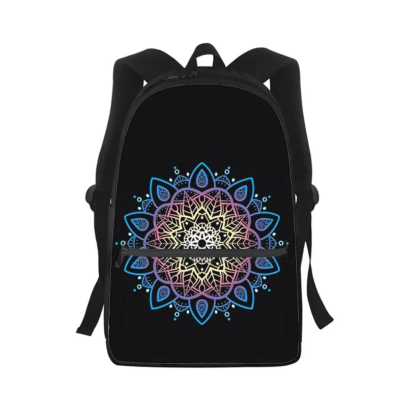 Tas punggung motif bunga Mandala, tas ransel Laptop, tas sekolah, tas pelajar, tas punggung motif 3D, tas seni totem Mandala, tas pundak anak-anak