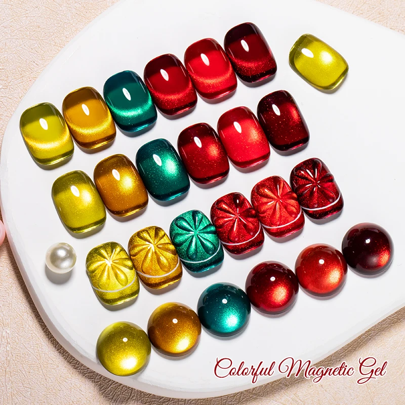 Smalto per unghie gel magnetico gatto rosso verde per unghie natalizie Glitter scintillanti Semi permanente Cat Eye Vernice gel UV Soak Off fai da te