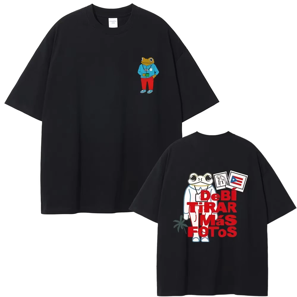 Rapper Bad Bunny Music Album Frog T-shirt Debi Tirar Mas Fotos DTMF World Tour T Shirts Men's Fashion Hip Hop Oversized T-shirts