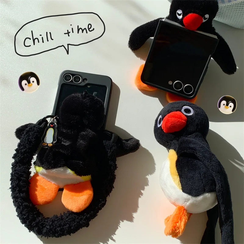 

Cute Plush Penguin for Samsung Galaxy Z Flip 7 6 5 4 Protective Back Cover for ZFlip5 ZFlip6 ZFlip7 Case Shell