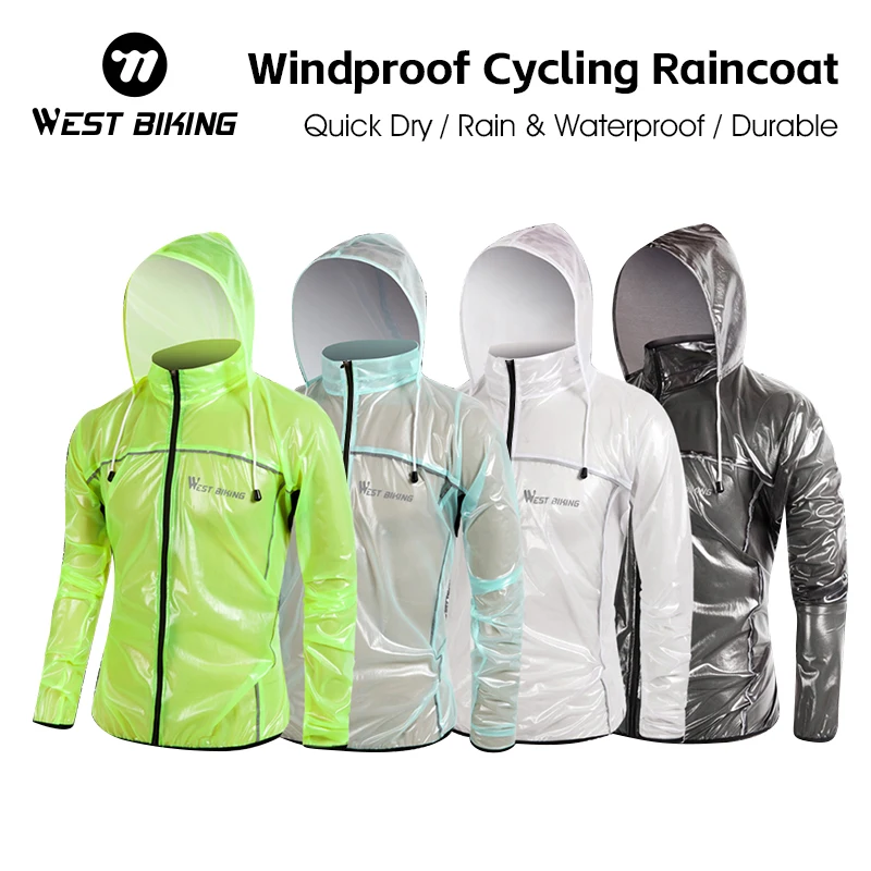 

WEST BIKING Windproof Cycling Raincoat Waterproof Reflective Hooded Raincoat Quick Dry Outdoor Sport Long Sleeve Cycling Jacket