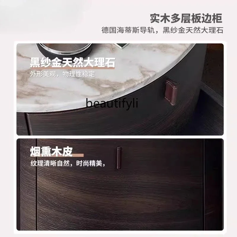 New arrive Italian style, black yarn gold natural marble side cabinet solid wood decoration, entrance entrance, locker