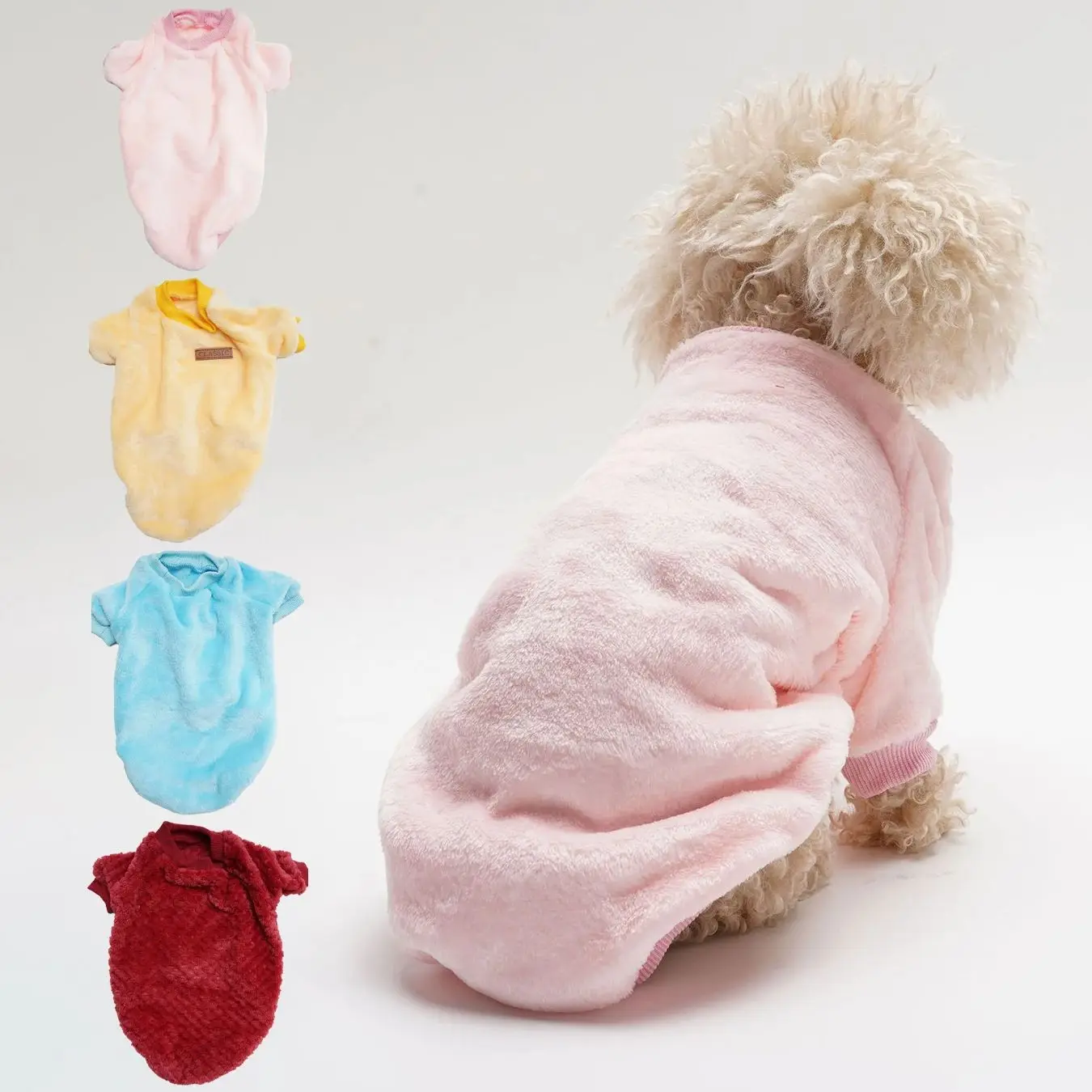 4 Pack Autumn Winter Pet Clothes Coral Fleece Warm Comfortable Two-Legged Dog Cat Velvet Shirt for Small Dogs And Cats