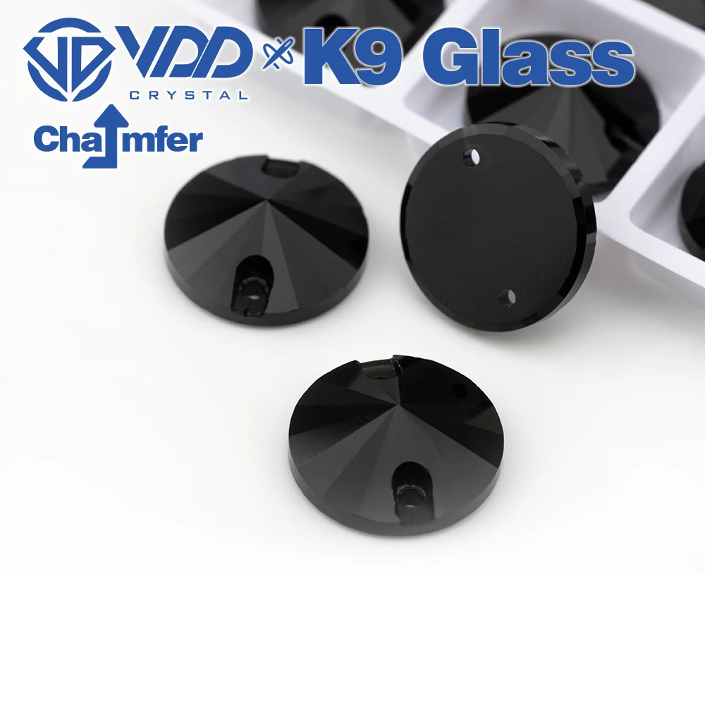 VDD Rivoli S102 Jet AAAAA Top Quality K9 Glass Sew On Rhinestones Crystal Flatback Sewing Stones For DIY Garment Wedding Dress