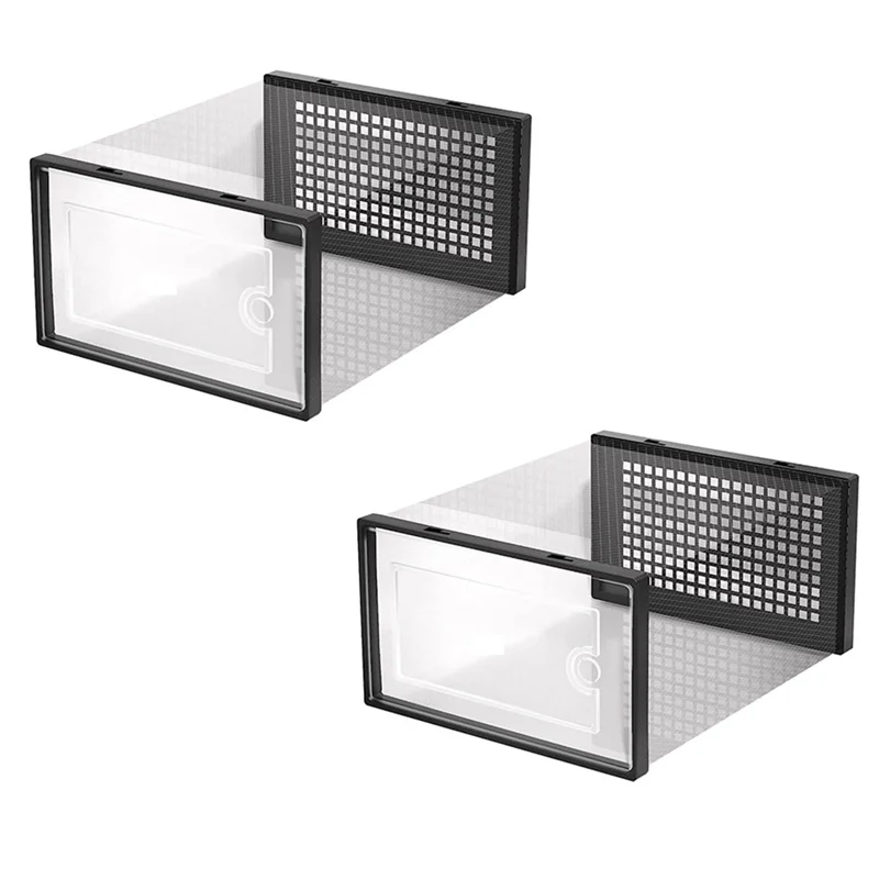 

ABWR-Shoe Storage Box, Clear Transparent Shoe Storage Boxes Hard Plastic Stackable Organiser Containers Bins Reusable Durable Bl