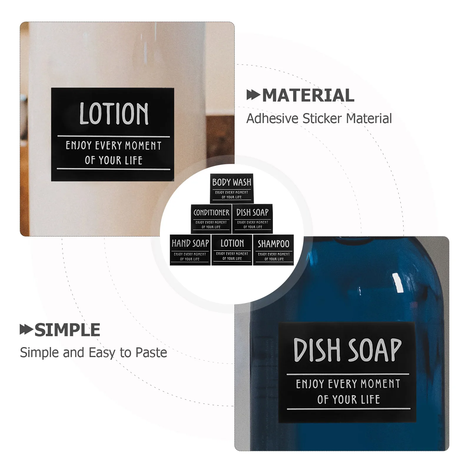 

1 set Waterproof Labels Self Adhesive PVC Sticker Shampoo Dispenser Bottle Label Hand Soap Tags Bathroom Kitchen Oil Proof
