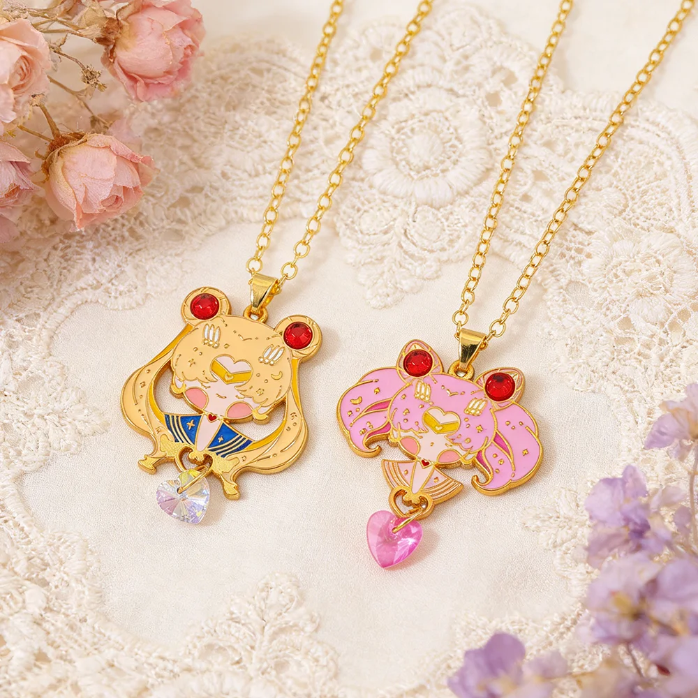 Sweet Kawaii Anime Q-version Girl Metal Enamel Pendant Necklace Creative Fashion Jewelry Gift
