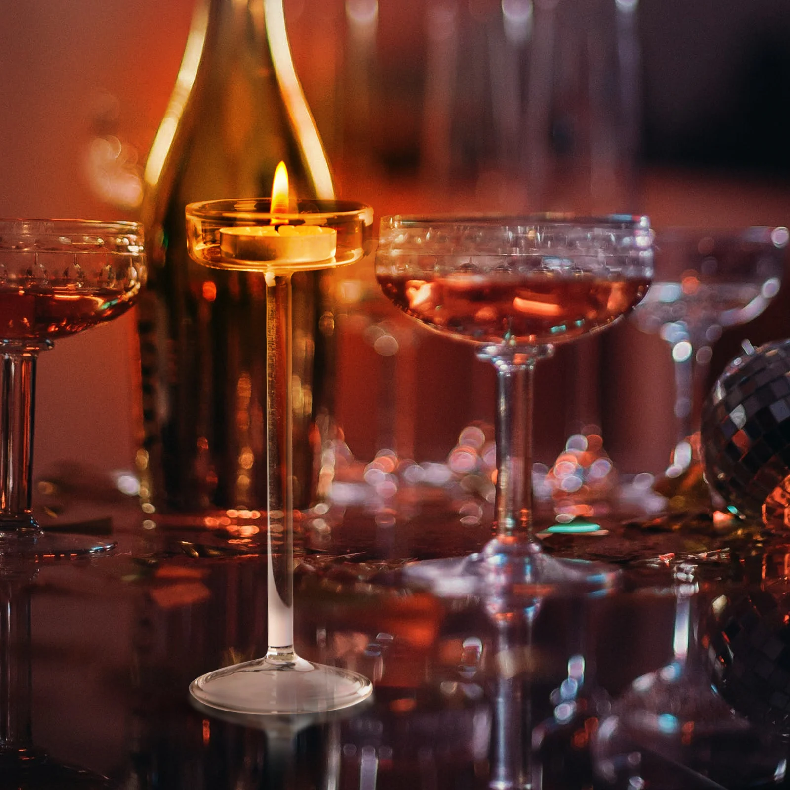 

Long Stem Glass Holder Goblet Shape Standing Decorative Candlestick for Home Living Room Decor Long Stem Holder