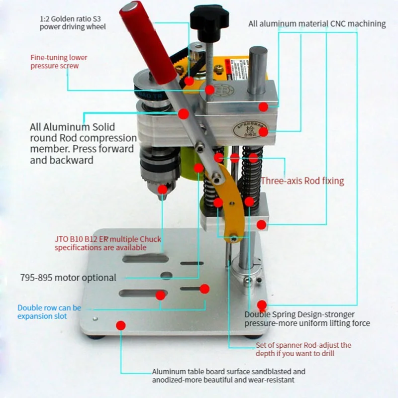 

Portable CNC Benchtop Driller 795 Motor B10 Metal Jade Wooden DIY Crafts Tool Precision Table Drilling Machine