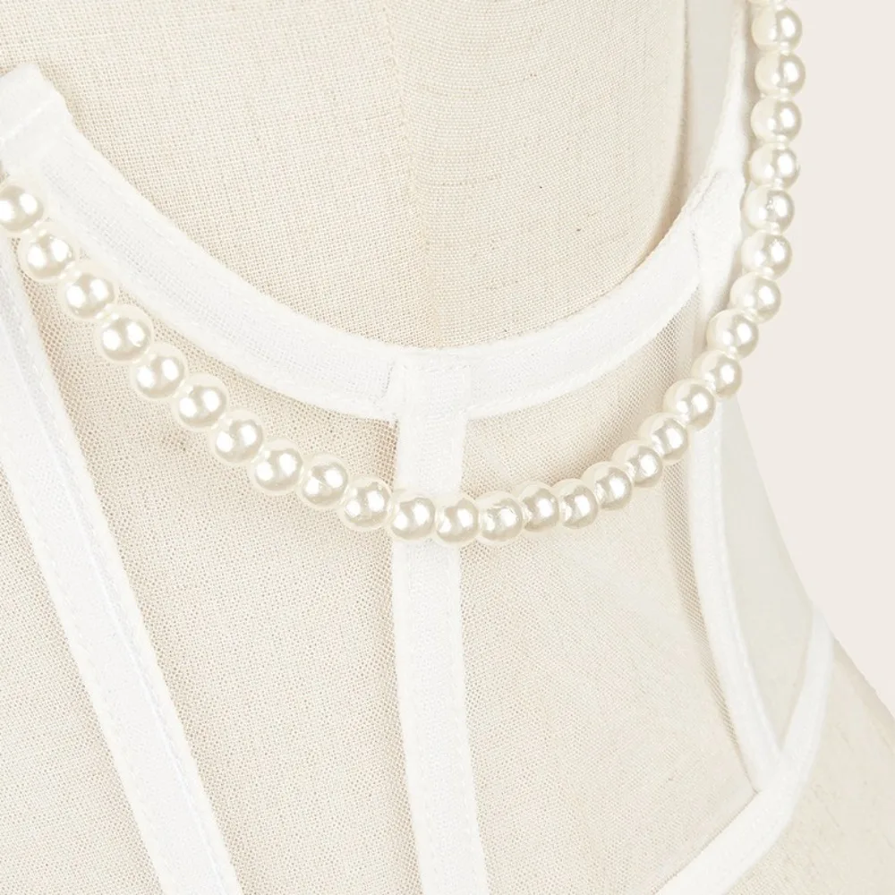 Fascette in rete con catena di perle Bustini legati trasparenti con cintura femminile Abito con cintura Cintura larga Accessori di abbigliamento
